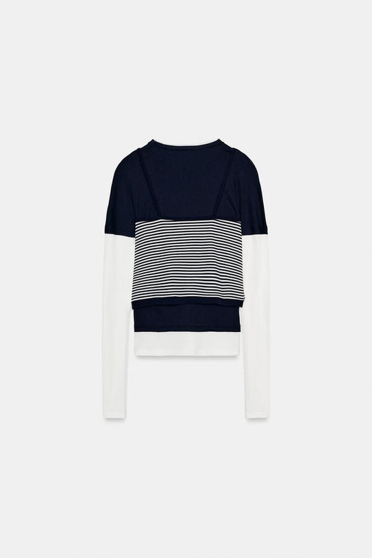 T-SHIRT EFFET TRIPLE À MANCHES LONGUES