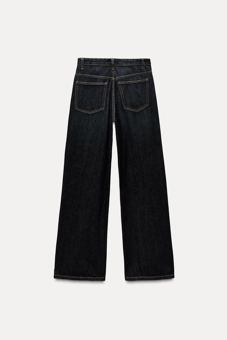 Jean trf wide leg cinturilla cruzada taille haute - Bleu