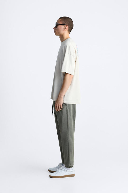 PANTALON DÉLAVÉ AVEC TAILLE JOGGING