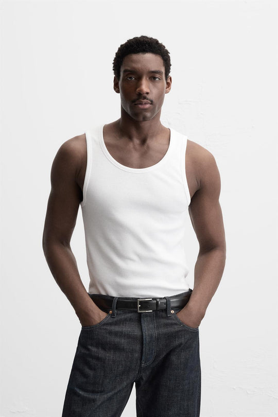 T-SHIRT DÉBARDEUR BASIQUE CÔTELÉ