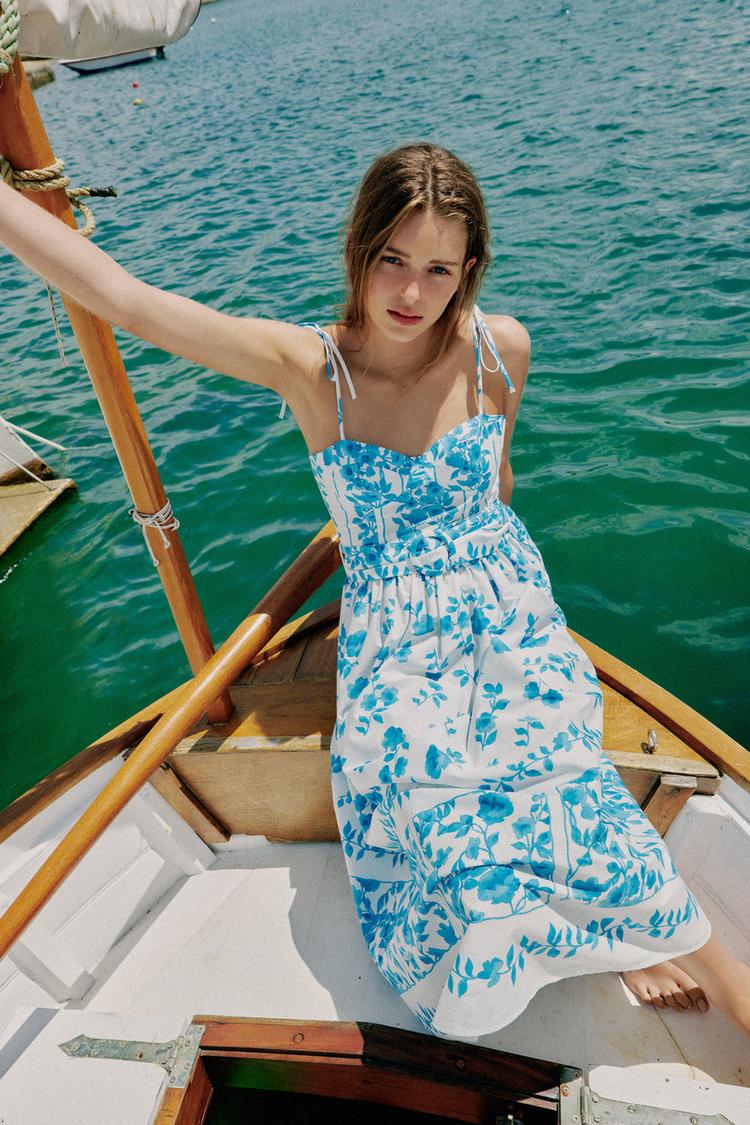 ROBE MI-LONGUE IMPRIMÉE EN POPELINE