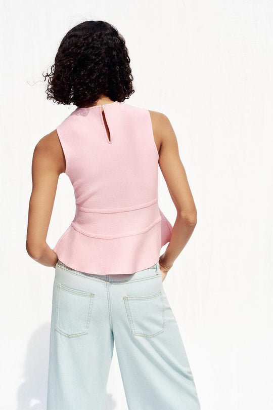 TOP EN MAILLE PÉPLUM AVEC LACETS