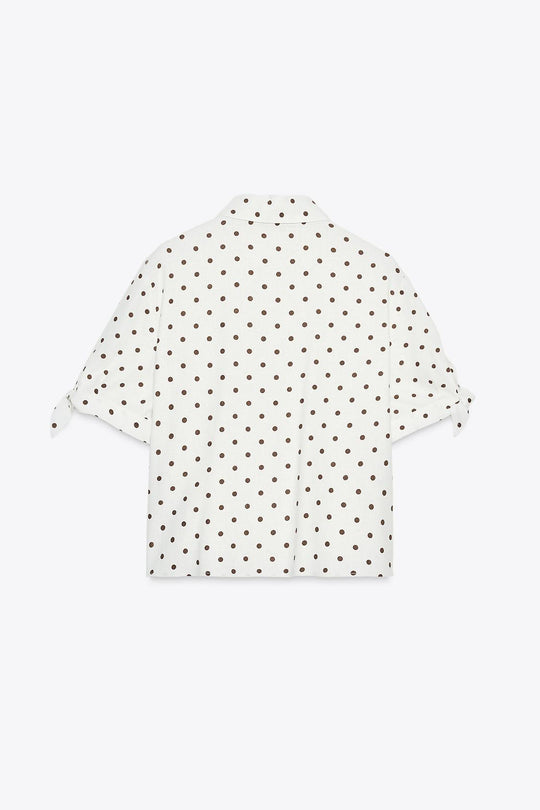 CHEMISE MANCHES COURTES AVEC LACETS EN RAMIE