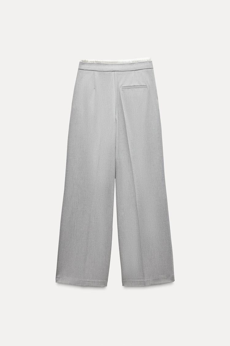 Pantalon large a taille double - Gris anthracite