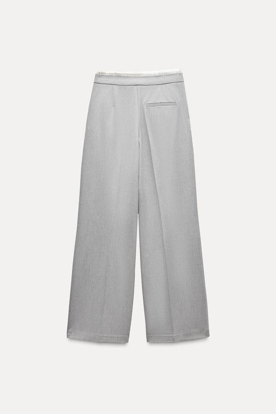 Pantalon large a taille double - Gris anthracite