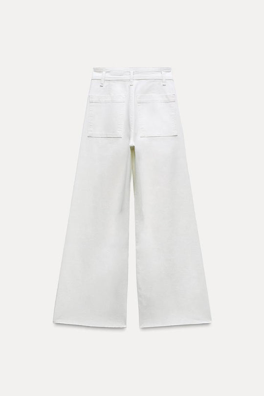 Jean collection zw marine droit a taille haute - Sable