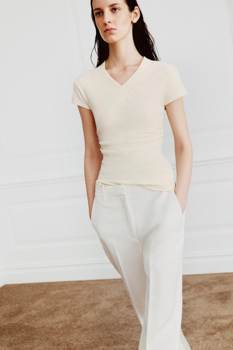 T-SHIRT DRAPÉ EN LIN