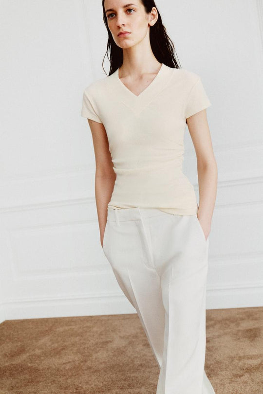 T-SHIRT DRAPÉ EN LIN