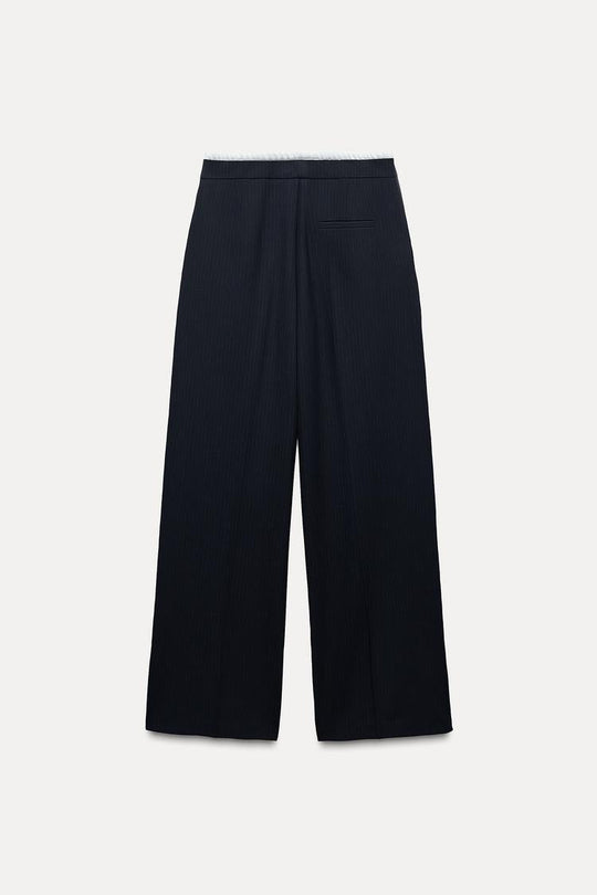 Pantalon large a taille double - Gris