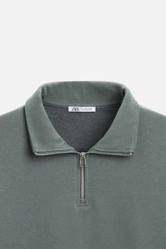 Sweat a zip sur le col - Gris Anthracite