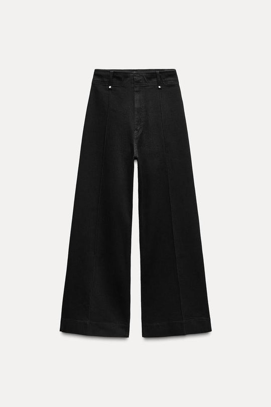 Jean coupe droite large et taille haute - Noir
