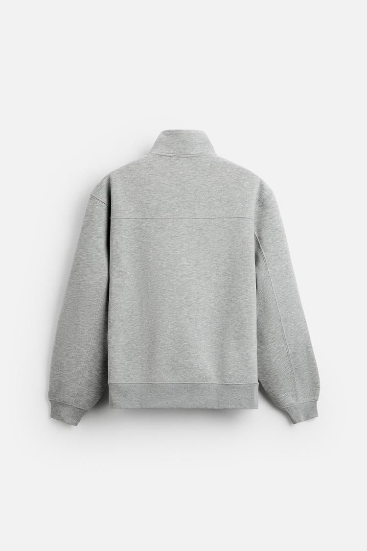 Sweat a zip sur le col - Blanc Cassé