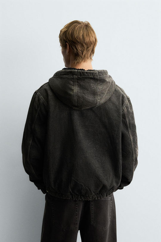 VESTE DÉLAVÉE À CAPUCHE