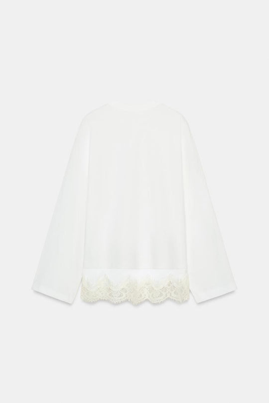 T-SHIRT EN MATIERES VARIEES AVEC DENTELLE