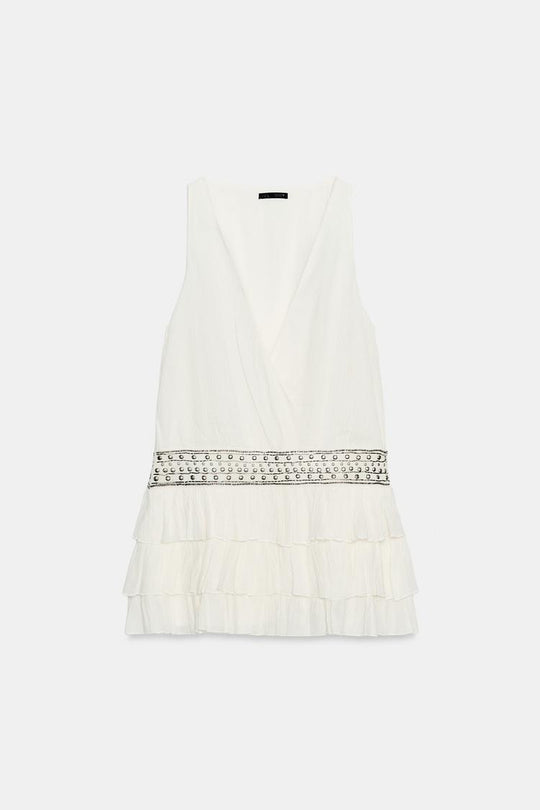 ROBE GAZE VOLANTS CLOUS