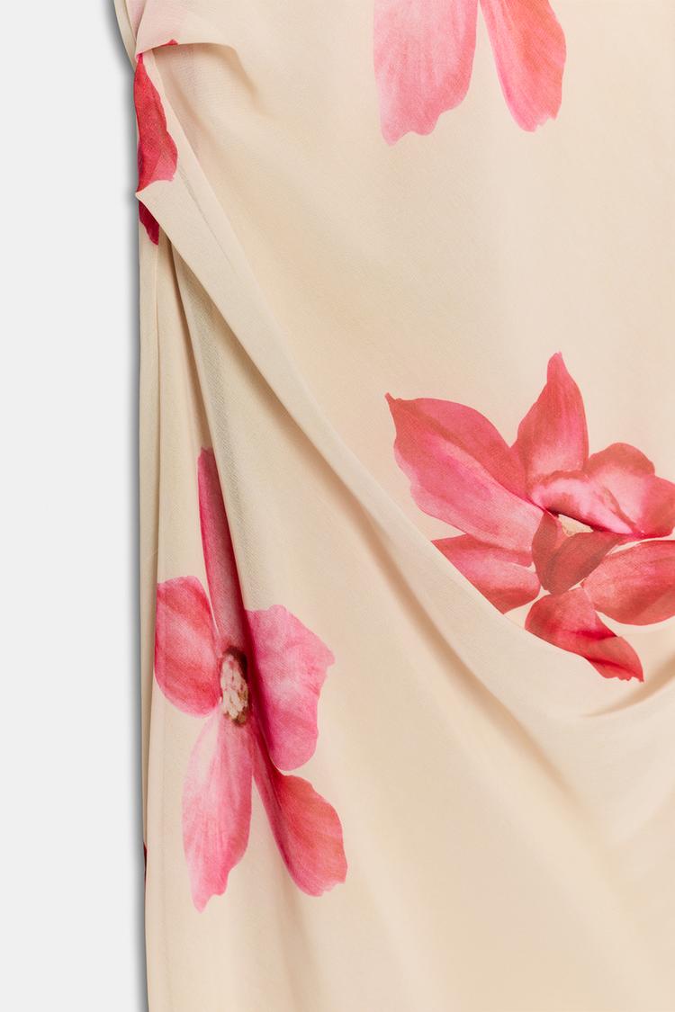 ROBE MI-LONGUE DRAPÉE À FLEURS