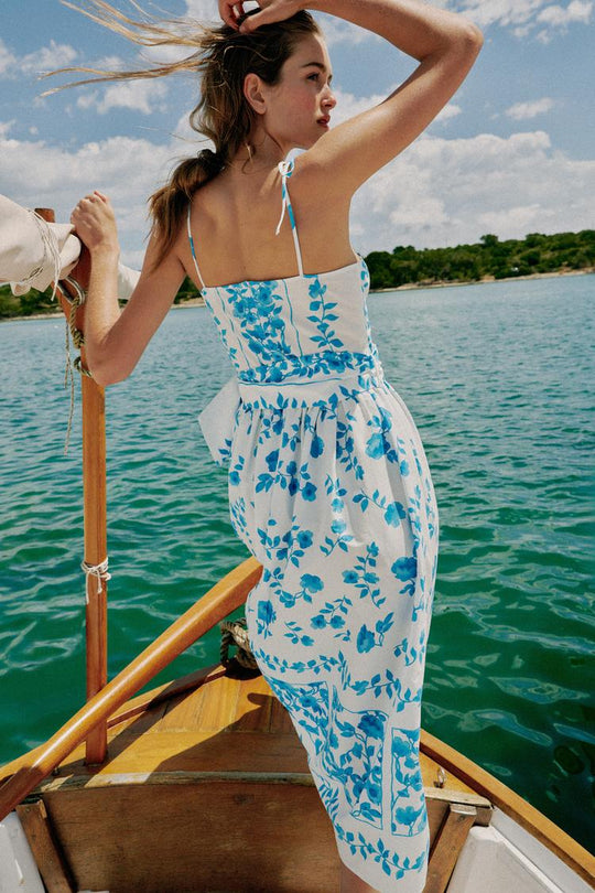 ROBE MI-LONGUE IMPRIMÉE EN POPELINE