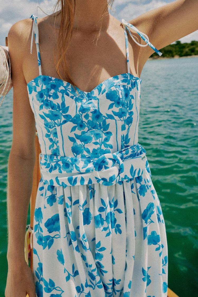 ROBE MI-LONGUE IMPRIMÉE EN POPELINE