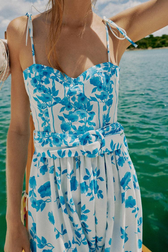 ROBE MI-LONGUE IMPRIMÉE EN POPELINE
