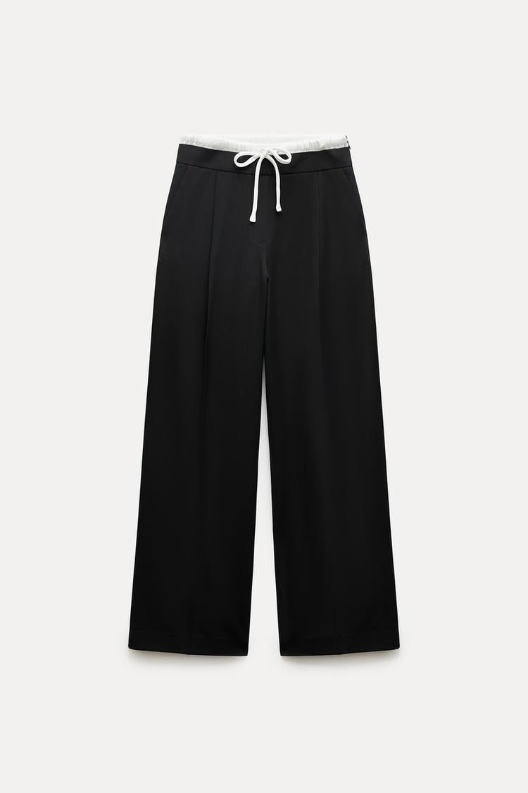 Pantalon large a taille double - Gris anthracite