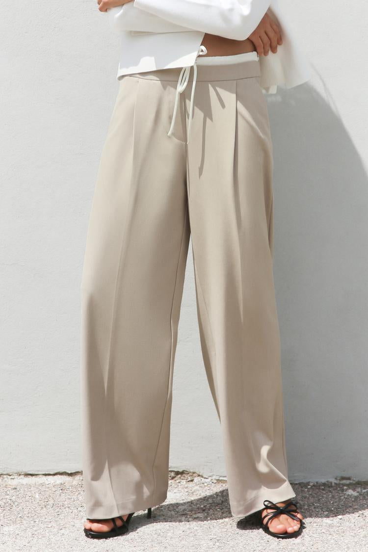 Pantalon large a taille double - Gris anthracite