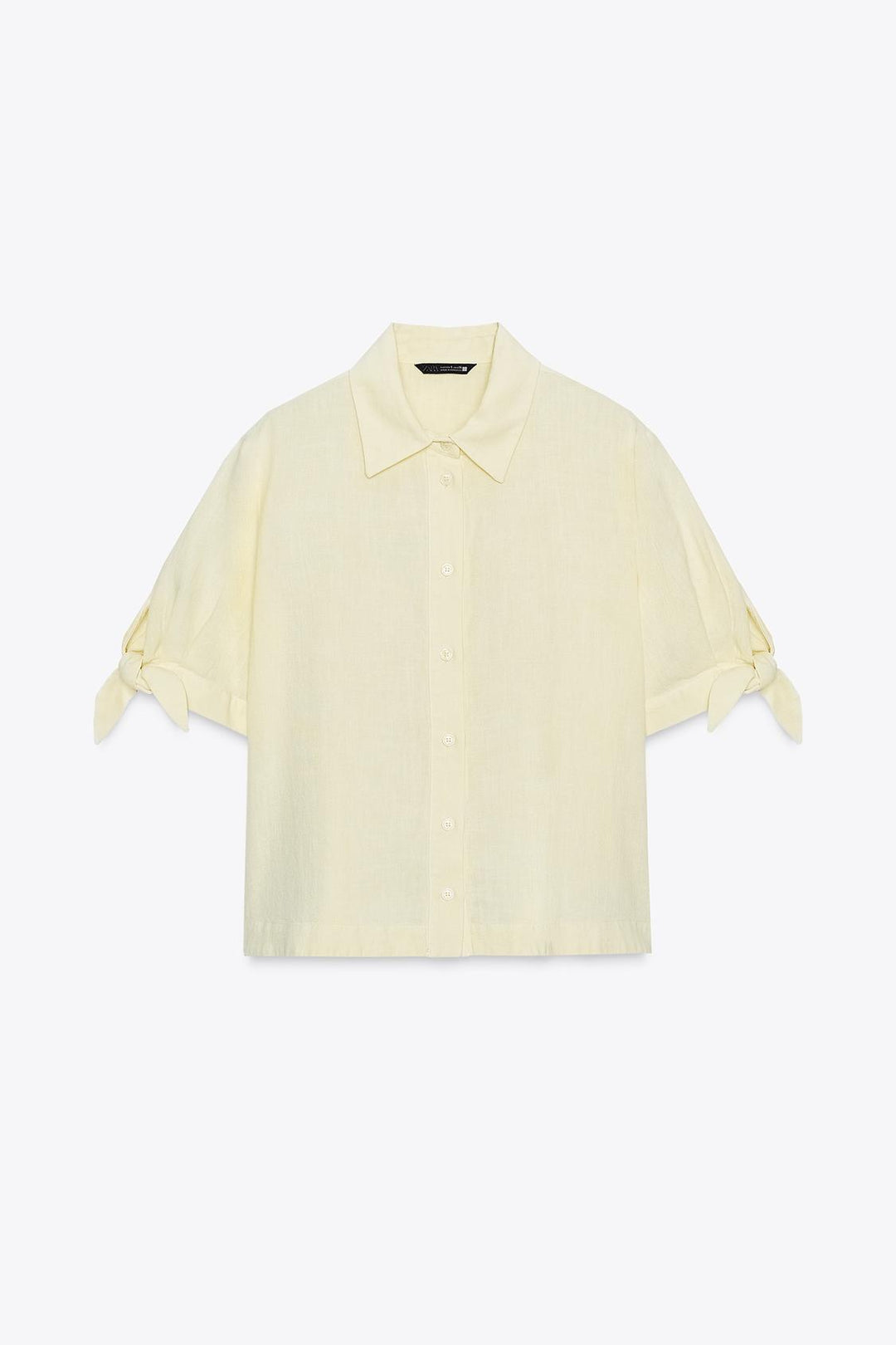 CHEMISE MANCHES COURTES AVEC LACETS EN RAMIE