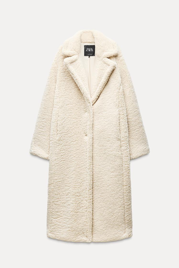 Manteau long effet mouton - Noir