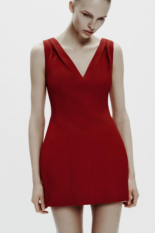 Robe courte à volume zw collection - Rouge