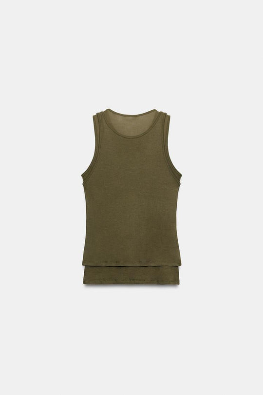 T-SHIRT EFFET DOUBLE SANS MANCHES