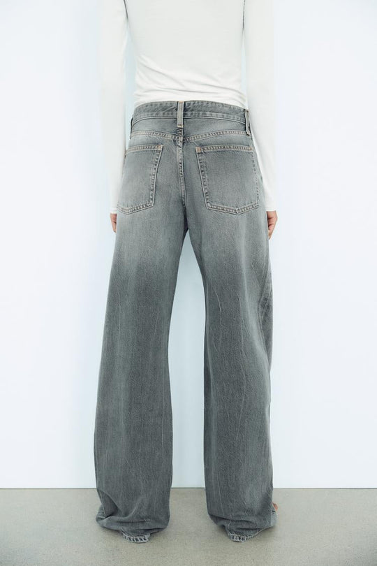 Jean trf wide leg taille normale - Bleu clair