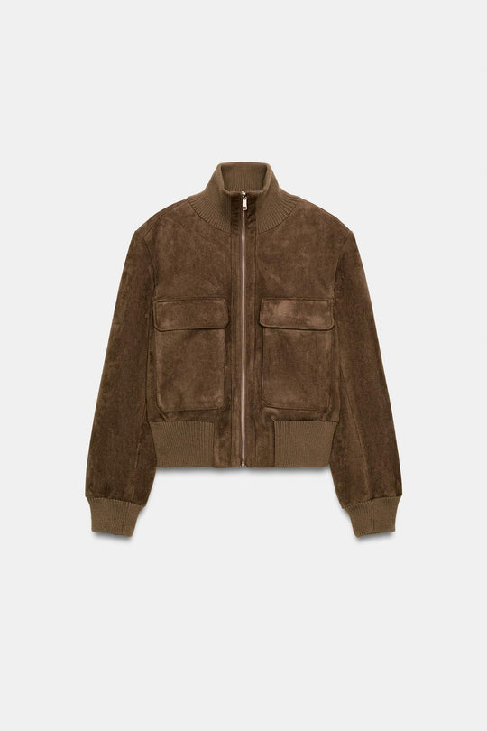 VESTE BOMBER COL MONTANT CÔTELÉ