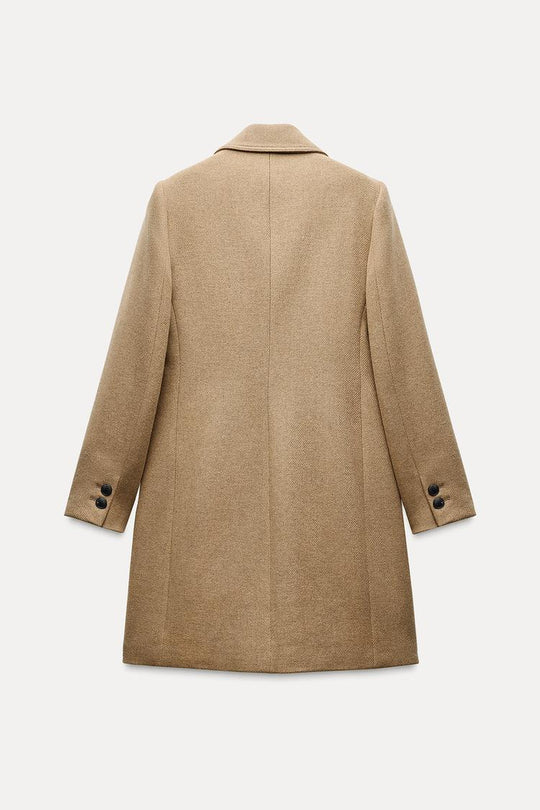 Manteau à boutonnage croisé avec laine - Noir