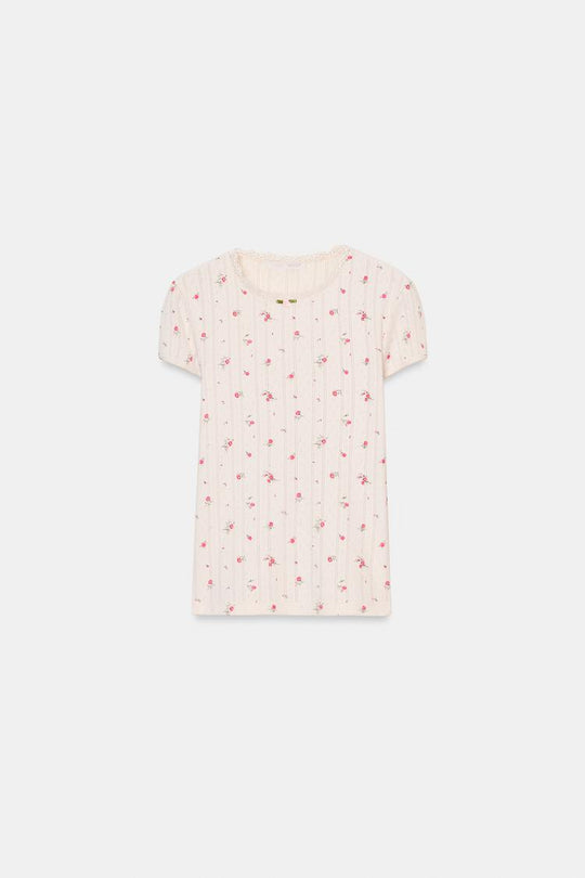 T-SHIRT POINTELLE FLEURS