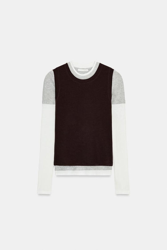 T-SHIRT EFFET TRIPLE À MANCHES LONGUES