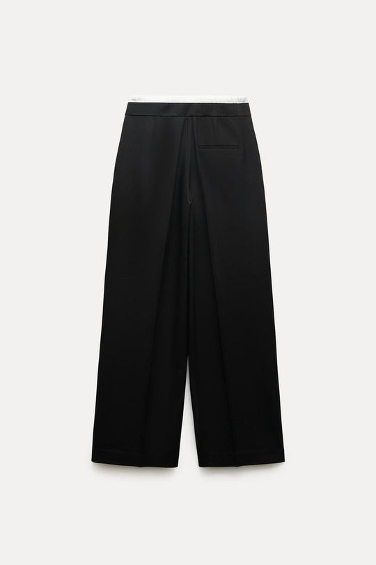 Pantalon large a taille double - Gris