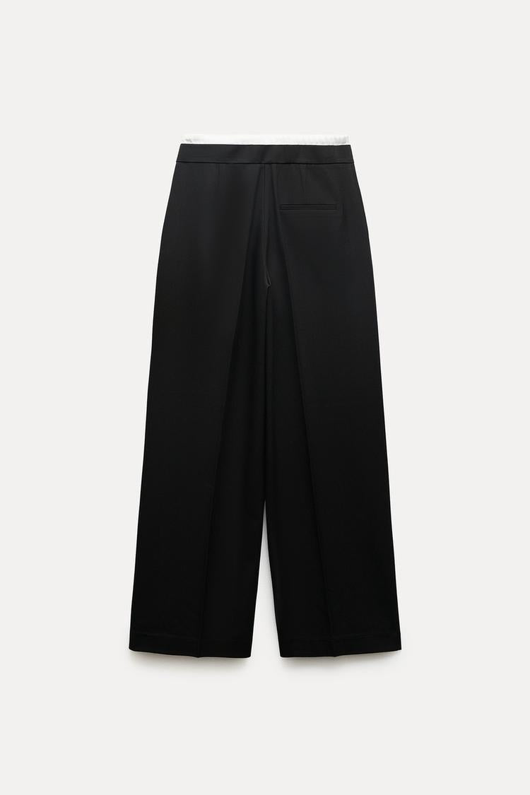 Pantalon large a taille double - Beige