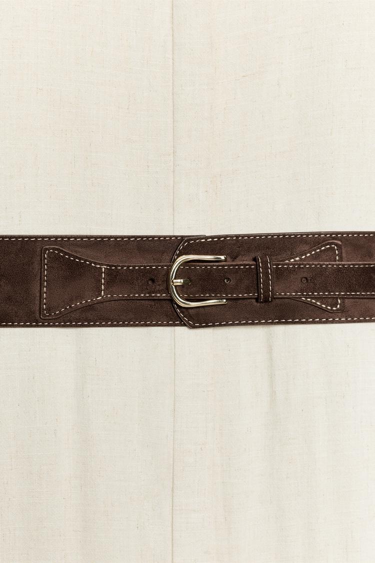 ROBE MI-LONGUE EN LIN AVEC CEINTURE