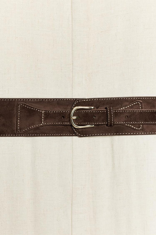 ROBE MI-LONGUE EN LIN AVEC CEINTURE