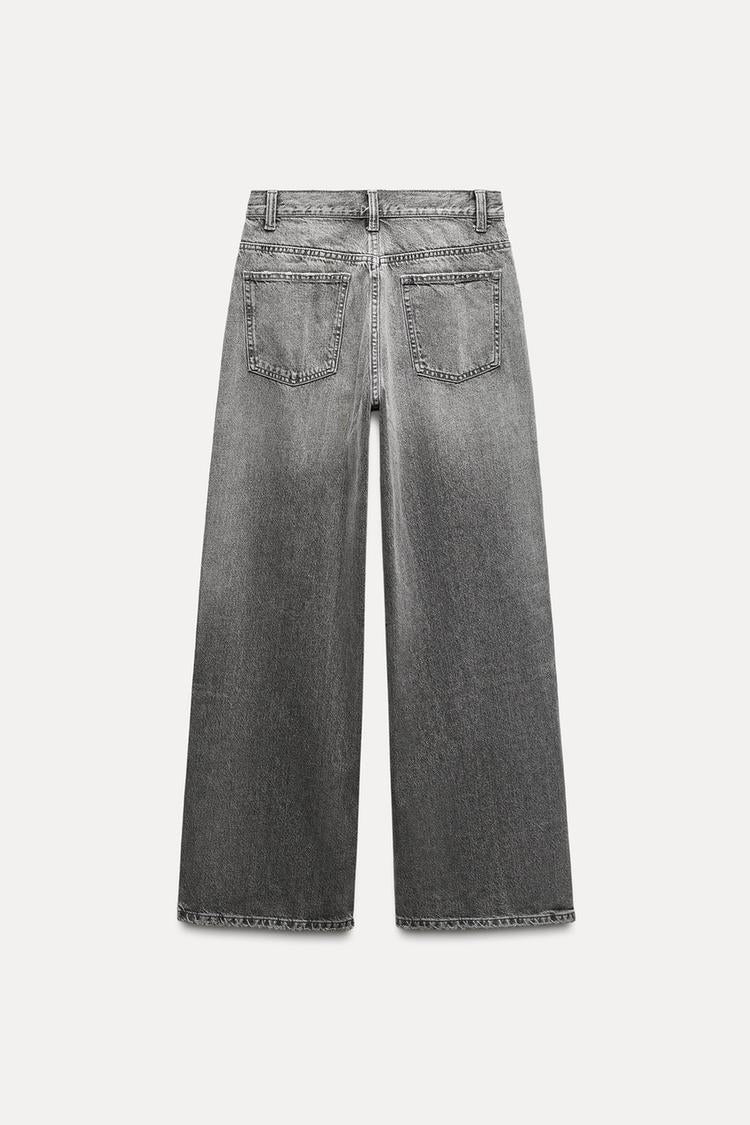 Jean trf wide leg cinturilla cruzada taille haute - Gris