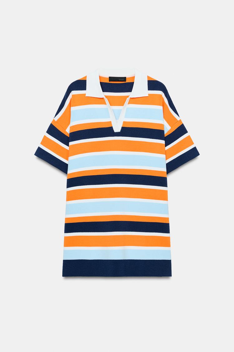 ROBE POLO EN MAILLE À RAYURES