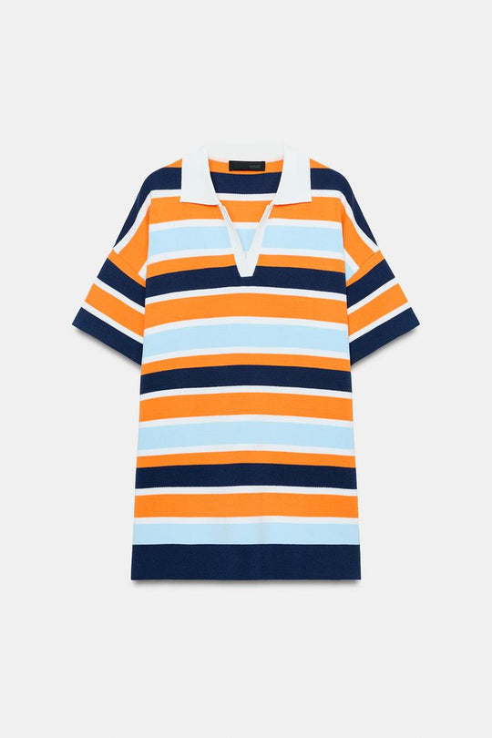 ROBE POLO EN MAILLE À RAYURES