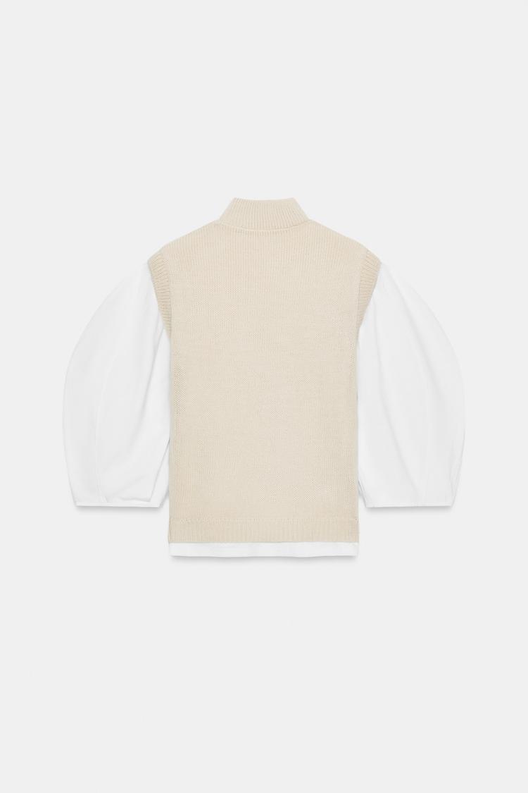 T-SHIRT EN MATIERES VARIEES AVEC CHALECO