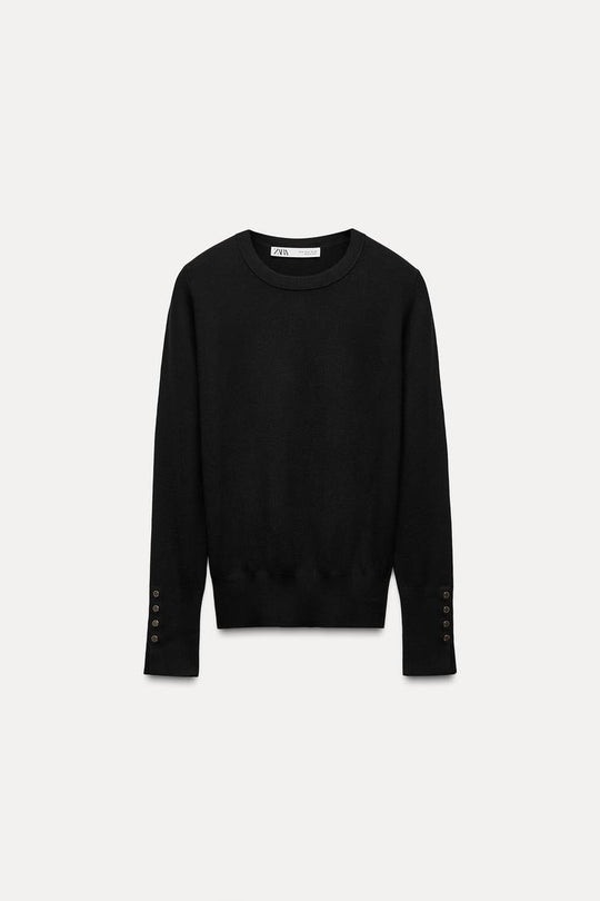 Pull basique en maille unie - Vert huile