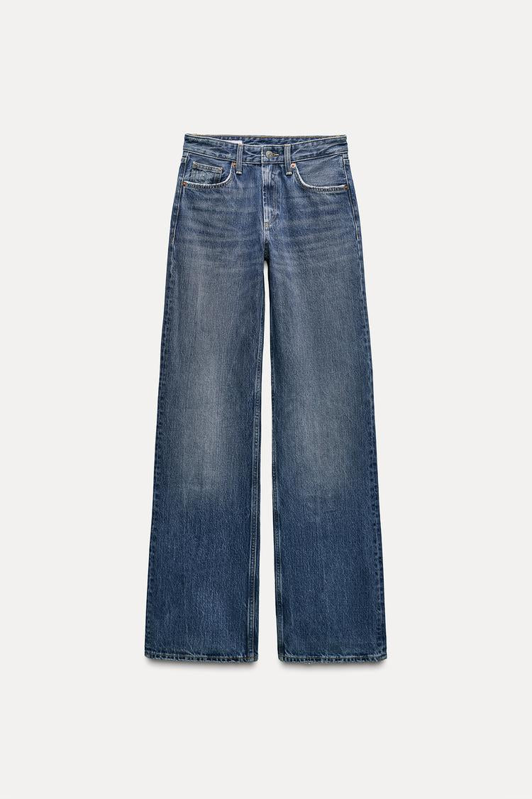 Jean trf wide leg taille normale - Bleu soutenu