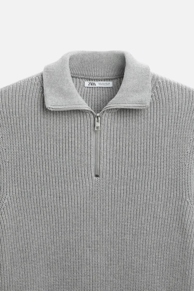 Pull zippé à col - bleu Marine
