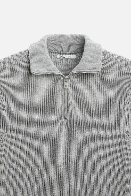Pull zippé à col - bleu Marine