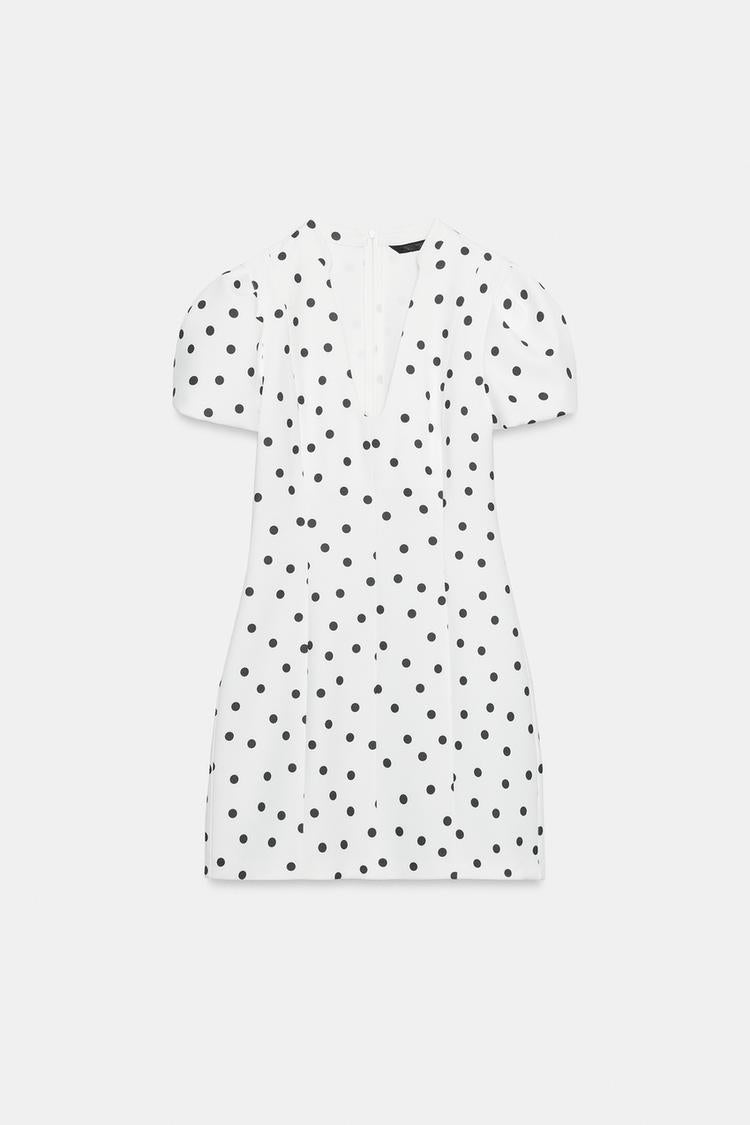 ROBE COURTE À MANCHES BOUFFANTES