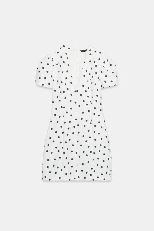 ROBE COURTE À MANCHES BOUFFANTES