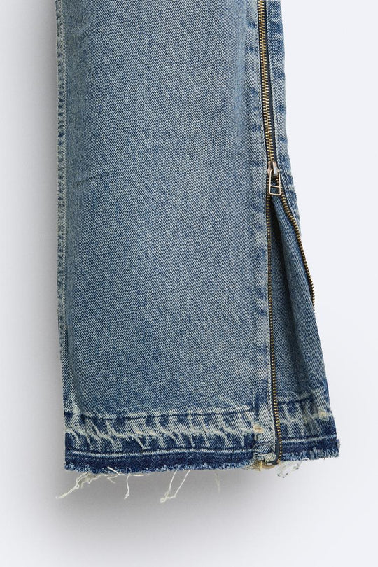 Jean flare fit zippé - Bleu