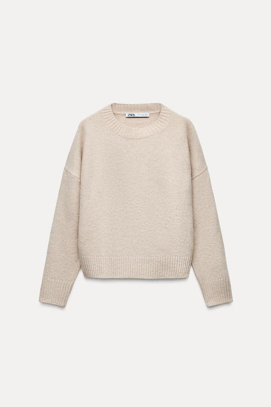 Pull doux en maille unie - écru